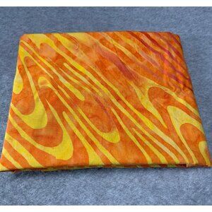 Hand-Dyed Batik Cotton Fabric Fat Quarter Orange Yellow Swirl Pattern